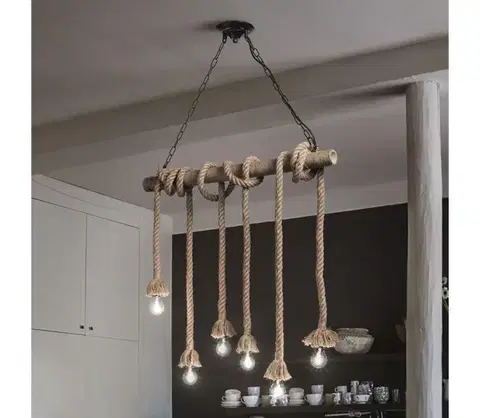 Svietidlá Ideal Lux - Luster na lanku CANAPA 6xE27/15W/230V hnedá 134826