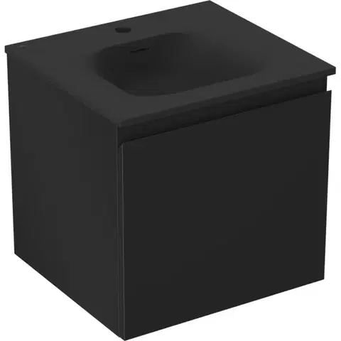 Kúpeľňový nábytok MEXEN/S - Orio kúpeľňová skrinka 50 cm s umývadlom Vela, 1 šuplík, čierna mat 91A10-05047-1-BF71-W23M71