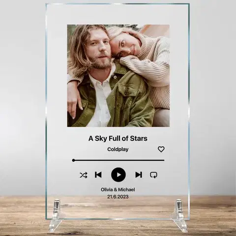 Tabuľky s venovaním (darčeky) Pesnička na skle, plaketa zo skla Spotify