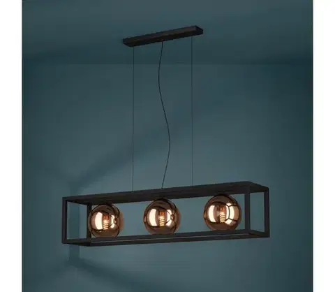 Svietidlá Eglo 390091 - Luster na lanku CORDOBA 3xE27/40W/230V medená/čierna 390091