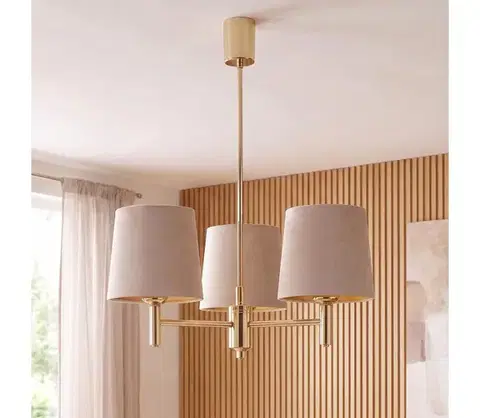 Svietidlá BRILAGI - Luster na tyči MONTE 3xE27/60W/230V béžová/zlatá 8590828053323