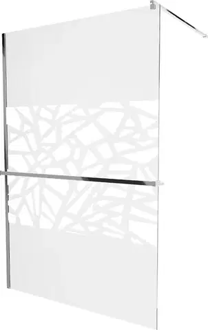 Sprchové dvere MEXEN/S - KIOTO Sprchová zástena WALK-IN s poličkou a držiakom uterákov 70 x 200, transparent/biely dekor 8 mm, chróm 800-070-121-01-85