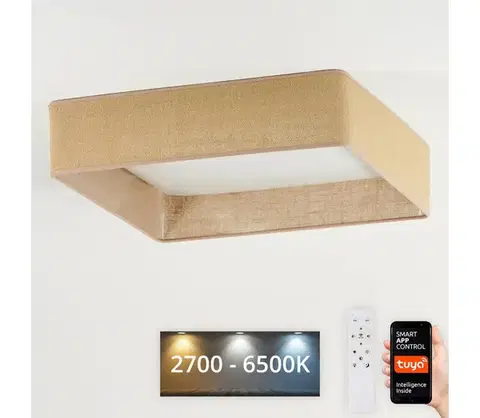 Svietidlá BRILAGI-LED Stmievateľné svietidlo VELVET SQUARE LED/36W/230V Wi‑Fi Tuya + diaľkové ovládanie hnedé