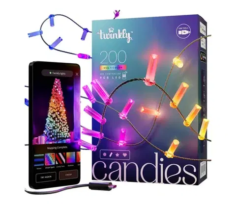 Vianočné dekorácie Twinkly TWKC200RGB-G - LED RGB stmievateľný svetelný reťazec 200xLED 14 m USB Wi-Fi TWKC200RGB-G