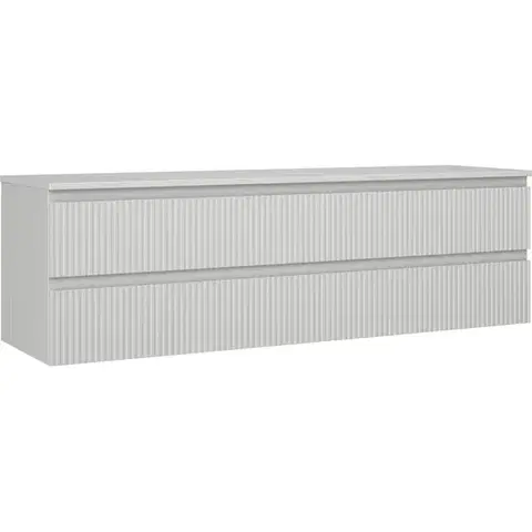Kúpeľňový nábytok MEXEN/S - Rivel kúpeľňová skrinka pod umývadlo 160 cm s doskou, 2 zásuvky, reliéf, šedá mat 91A20-16047-2-BFFC62
