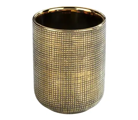 Svietidlá WENKO 24400100 - Pohárik na zubné kefky RIVARA 7,5x9,5 cm zlatý 24400100