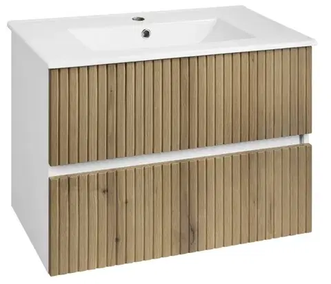 Kúpeľňový nábytok AQUALINE - PANEDA STRIP umývadlová skrinka 74,5x55x45,2cm, dub emporio PN375