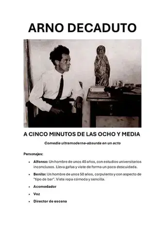 Dráma, divadelné hry, scenáre A cinco minutos de las ocho y media - Arno Decaduto