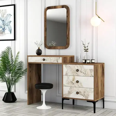 Toaletné Toaletný stolík Lizbon 545 - Walnut, White