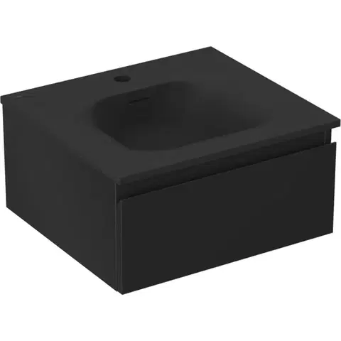 Kúpeľňový nábytok MEXEN/S - Orio kúpeľňová skrinka 50 cm s umývadlom Vela, 1 šuplík, čierna mat 91A10-05023-1-BF71-W23M71
