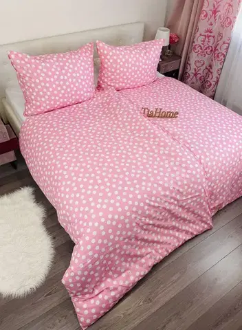 Detské obliečky Obliečky bavlnené Dots ružové TiaHome - Detský set 130x90cm + 65x45cm