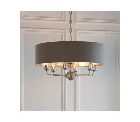 Svietidlá Endon 94415 - Luster na reťazi HIGHCLERE 8xE14/40W/230V šedá/lesklý chróm 94415