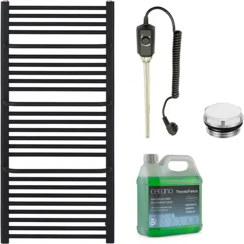 Doplnky do kúpeľne CERANO - Kúpeľňový elektrický radiátorový set Antonio - 900W - čierna matná - 1460x550 mm CER-978825
