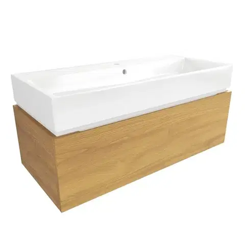 Kúpeľňový nábytok Kúpeľňová skrinka s umývadlom SAT Feel 100x30x46 cm medový dub mat SATFEEL100DMU2 SATFEEL100DMU2