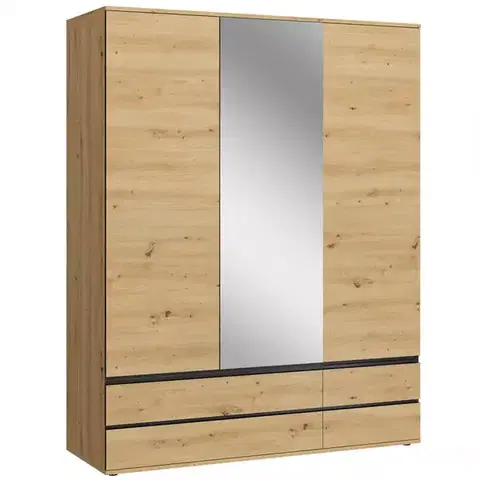 Šatníkové skrine Skriňa Naxos S01 dub artisan/dub artisan čierna mat