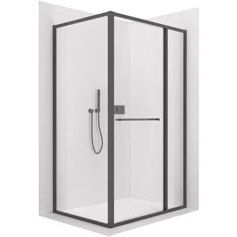 Sprchovacie kúty CERANO - Sprchovací kút Versaro L/P - 6 mm - čierna matná, transparentné sklo - 110x90 - zasúvacia CER-8050BD80292