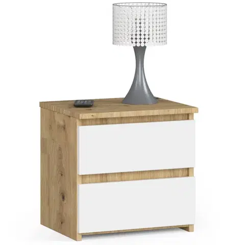 Nočné stolíky Dizajnový nočný stolík CALIN40, dub Artisan / biely