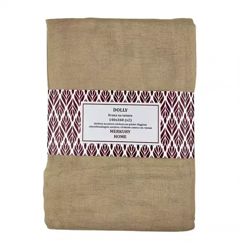 Záclony do obývačky Záclona na páske Dolly polyester béžová 140x260 (x2) Merkury Home