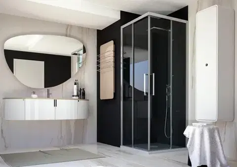 Sprchovacie kúty FORTE - sprchovací kút URBAN ESSENCE A1FS - Farba rámu zásteny - Hliník ossidato, Rozmer A - 80, Smer zatváranie - Pravé (DX), Výplň - Číre bezpečnostné sklo - 6 mm, Výška - 200 BEA12DXA1