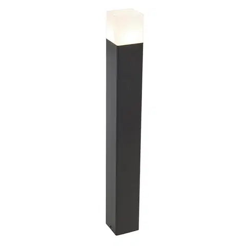 Zahradne stlpove lampy Stojaca vonkajšia lampa čierna s opálovým bielym tienidlom 70 cm - Denmark