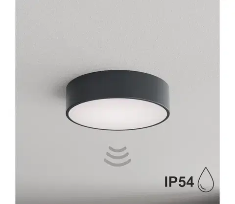 Svietidlá BRILAGI - Kúpeľňové stropné svietidlo s pohybovým senzorom CLARE 2xE27/24W/230V pr. 30 cm antracit IP54 8590828125686