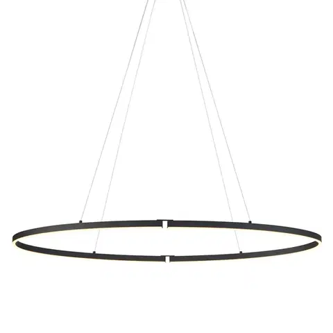 Závesné svietidlá Dizajnové závesné svietidlo čierne oválne 120 cm vrátane LED 3-stupňové stmievateľné - Ovallo