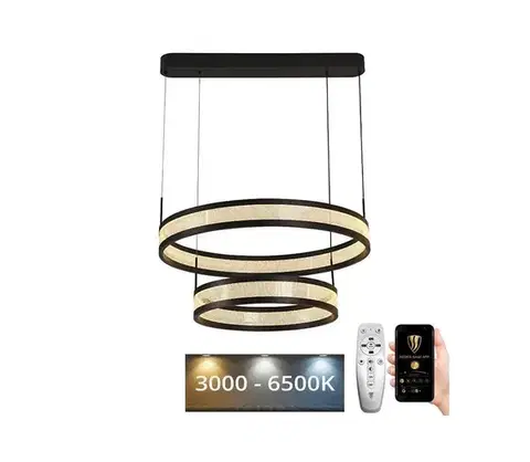 Svietidlá  LED Stmievateľný luster na lanku LED/70W/230V čierna + diaľkové ovládanie J4366/B