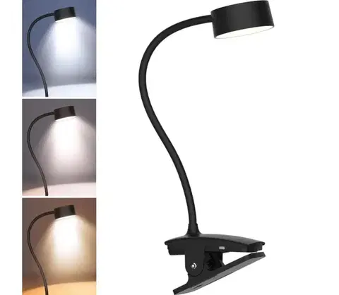 Lampy  WO3001-B-LED Stm. flexib. lampa s klipom LED/2W/5V 3000/4000/6500K čierna WO3001-B