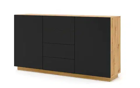 Komody ArtBm Komoda AURA 2D4S | dub artisan/čierny mat