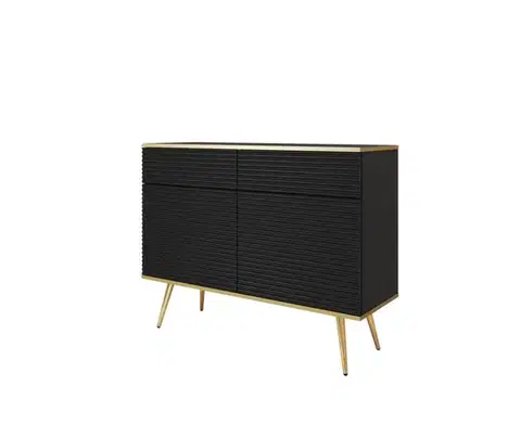 Komody ArtPS Komoda BIJOU KSZ-107 MDF | čierna / zlaté nohy