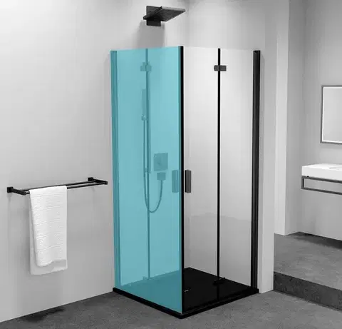 Sprchovacie kúty POLYSAN - ZOOM BLACK sprchové dvere skladacie 700 pravé, číre sklo ZL4715BR