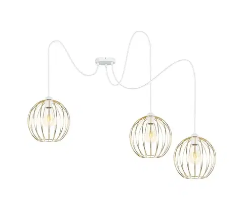 Svietidlá  Luster na lanku MATT 3xE27/60W/230V pavúk biela/zlatá 0853