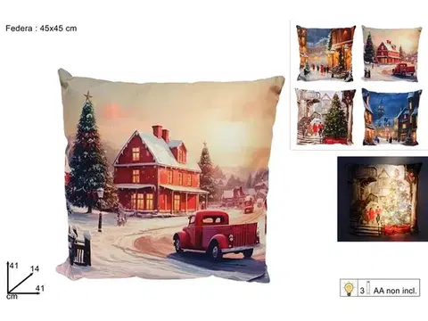 Vianočné dekorácie MAKRO - Vankúš vianočný 41x41cm LED rôzne druhy
