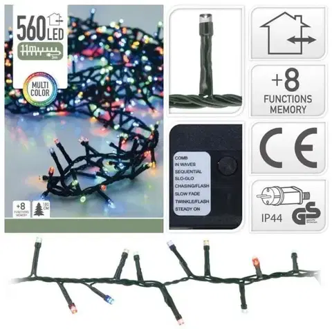 Vianočné osvetlenie Kinekus Svetlo vianočné 560 LED farebné, s funkciami, 11m, na 180cm stromček, vonkajšie/vnútorné
