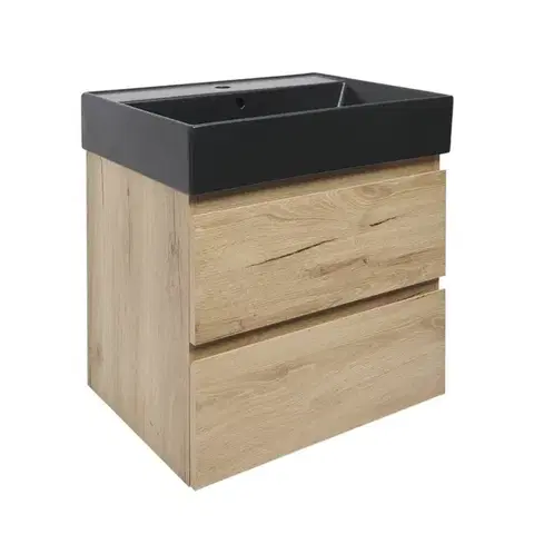 Kúpeľňový nábytok Kúpeľňová skrinka 2 zásuvková s umývadlom SAT B-Way 59x50x45 cm dub mat BWAY260OAKU2BB BWAY260OAKU2BB