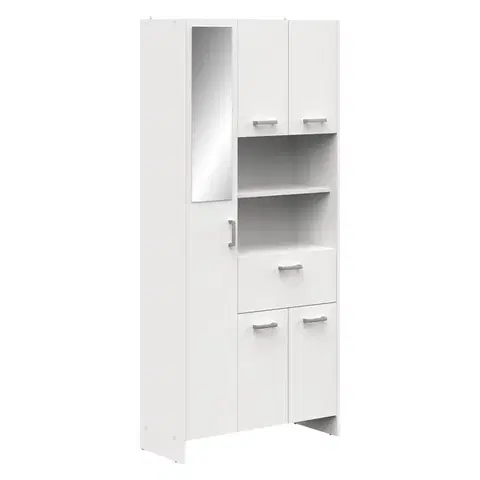 Kúpeľňový nábytok Vysoká skrinka 1+4 dvere + 1 zás. KORAL biela