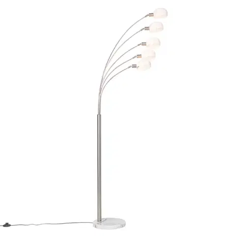 Stojace lampy Dizajnová stojaca lampa oceľ s opálovým sklom 5-svetlo - Sixties Marmo