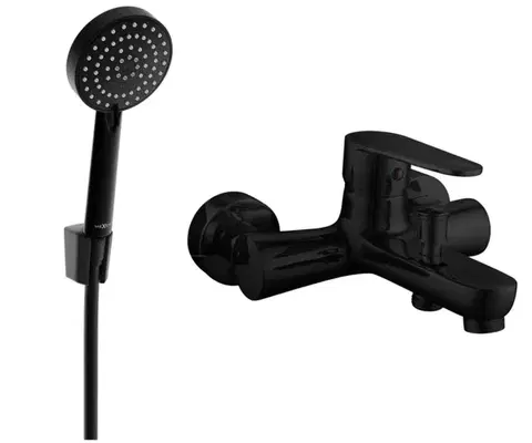 Kúpeľňové batérie MEXEN/S - R75 Kama vaňová batéria so sprchou set, čierna 7253R75-70