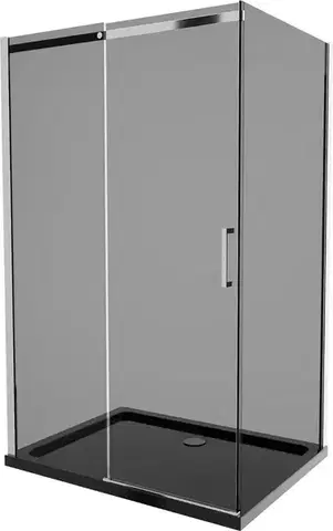 Vane MEXEN/S - Omega sprchovací kút 120x80, grafit, chróm + čierna vanička so sifónom 825-120-080-01-40-4070
