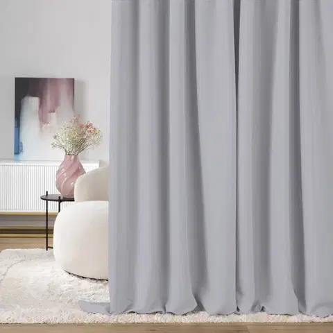 Závesy hotové Zatemňovací záves na riasiacu pásku svetlo šedá 140 x 280 cm 1 ks.