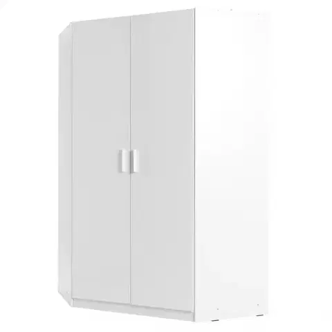 Šatníkové skrine Rohová skriňa 117 cm biela lesklá/biela alpská Snow 06