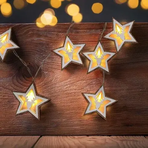 Vianočné dekorácie Solight LED vianočná reťaz hviezdy, 10x LED, 1,5m, 2x AA