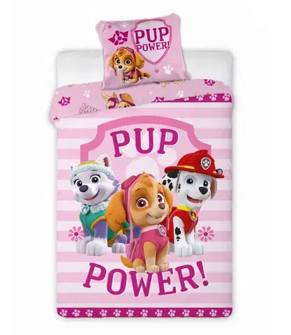 Detské obliečky Obliečky Disney Labková patrola Paw patrol ružová do postieľky 135x100cm+40x60cm Faro Tiahome