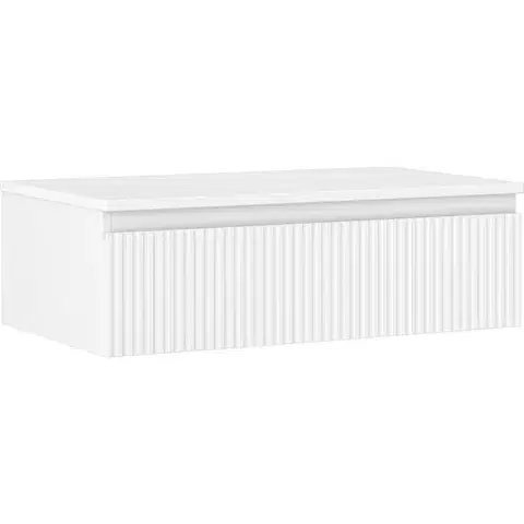 Kúpeľňový nábytok MEXEN/S - Rivel kúpeľňová skrinka pod umývadlo 80 cm s doskou, 1 šuplík, reliéf, biela mat 91A20-08023-1-BFC01