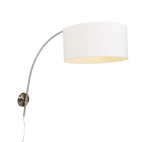 Nástenné osvetlenie Moderná nástenná oblúková lampa oceľ s bielym tienidlom 50/50/25 nastaviteľná