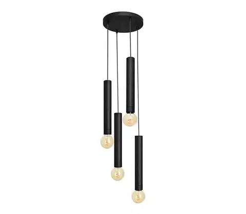 Svietidlá  Luster na lanku TUBA 4xE27/15W/230V čierna W-KD 1117/4 BK