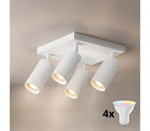 Svietidlá Brilagi - LED RGBW stmievateľné bodové svietidlo SELE SQUARE 4xGU10/6,5W/230V biela BG5263+4xAI0589