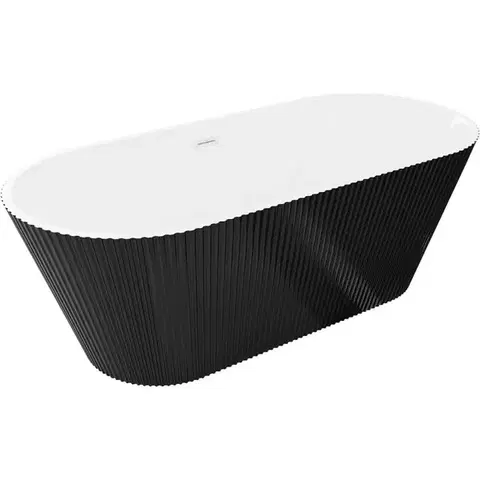 Vane MEXEN/S - Yara voľne stojaca vaňa reliéf 170 x 75, biela/čierna, sifón a prepad biela 52861707575-20