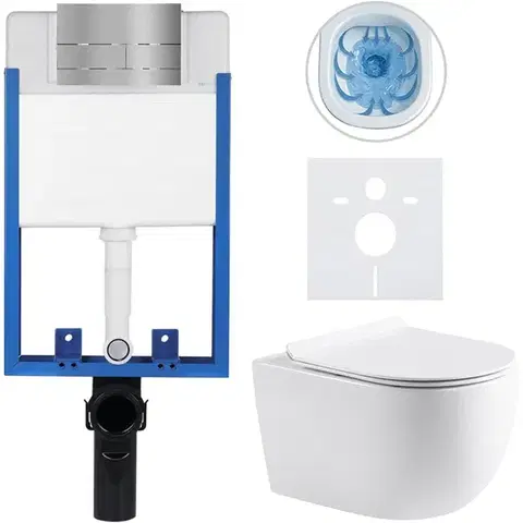 Záchody CERANO - Kompletný WC set Profi/Felci - biela lesklá - WC tlačidlo Line/Tmavosivá - pre zamurovanie - 52,5x36 CER-8050BD84326
