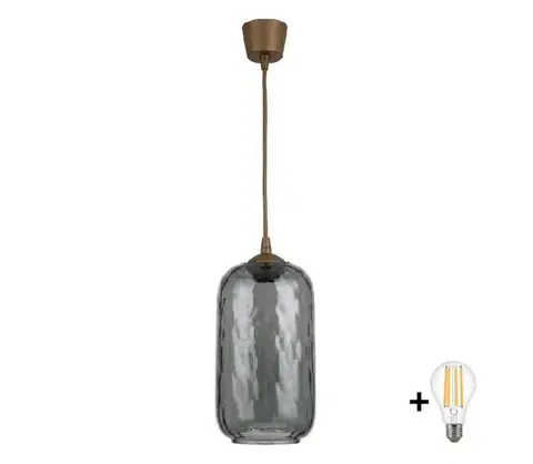 Svietidlá BRILAGI - LED luster na lanku R GLASS 1xE27/60W/230V pr. 14 cm hnedá/dymovo sivá NSTK7501+TK8611A
